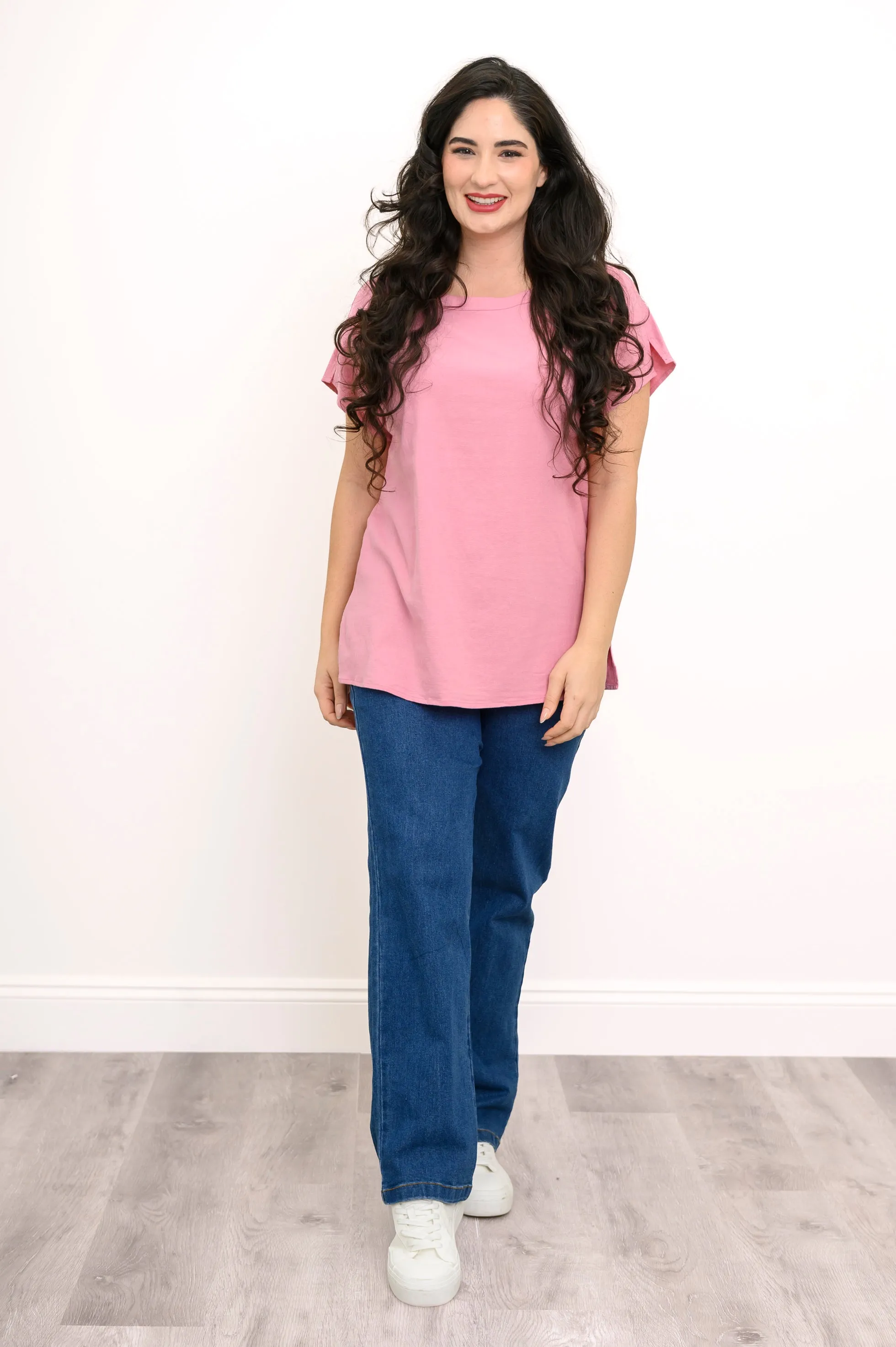 Aria Tee, Soft Pink, Linen Viscose sold by Blue Sky product image thumbnail 3