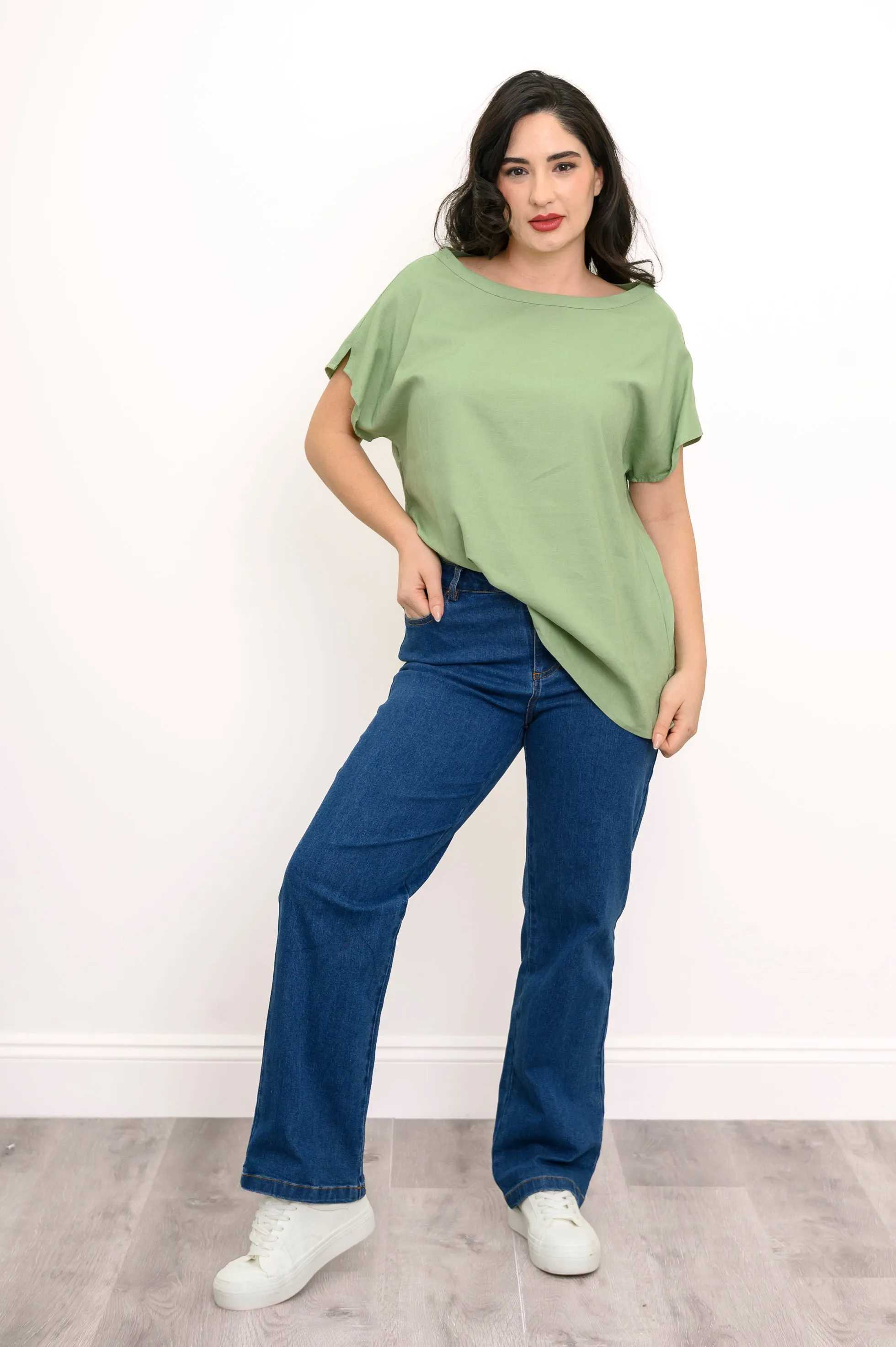 Aria Tee, Sage, Linen Viscose sold by Blue Sky product image thumbnail 3
