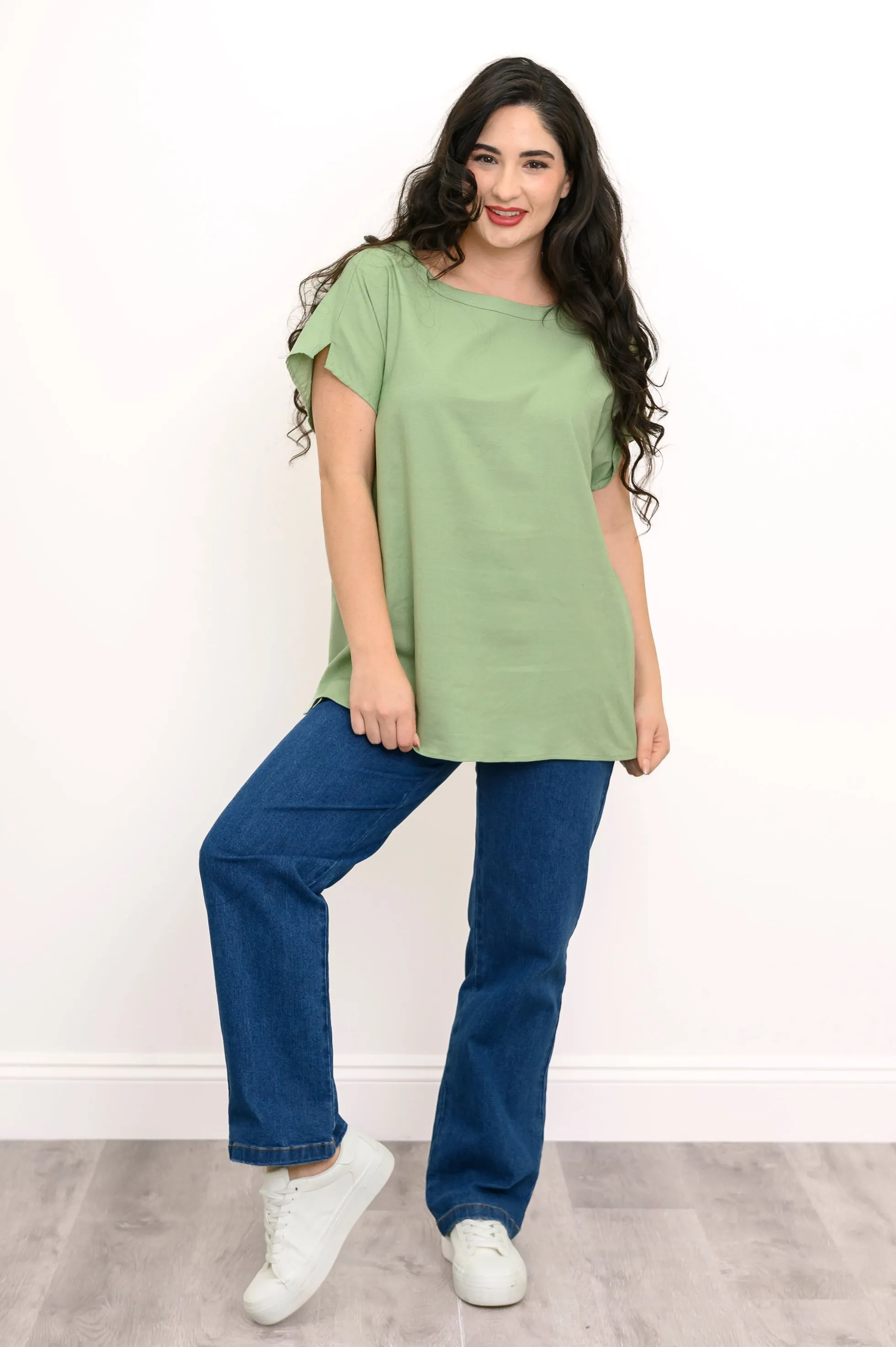Aria Tee, Sage, Linen Viscose sold by Blue Sky product image thumbnail 4