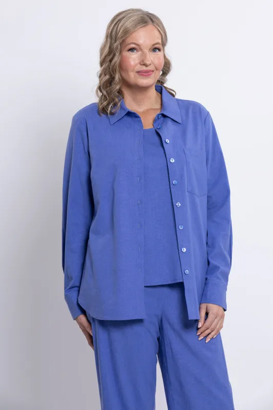 Charlie Blouse, Soft Violet, Linen Viscose sold by Blue Sky