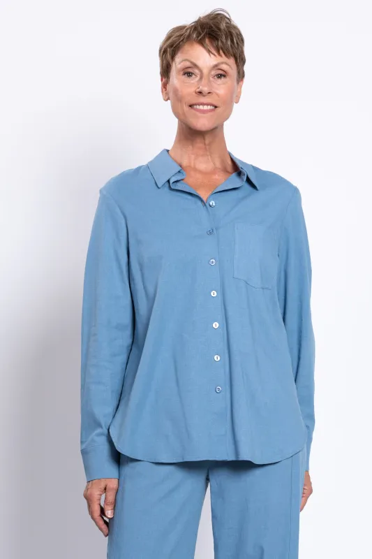 Charlie Blouse, Soft Denim, Linen Viscose sold by Blue Sky