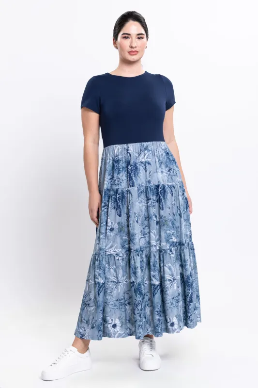 Erin Dress, Indigo Escape, Linen Bamboo sold by Blue Sky