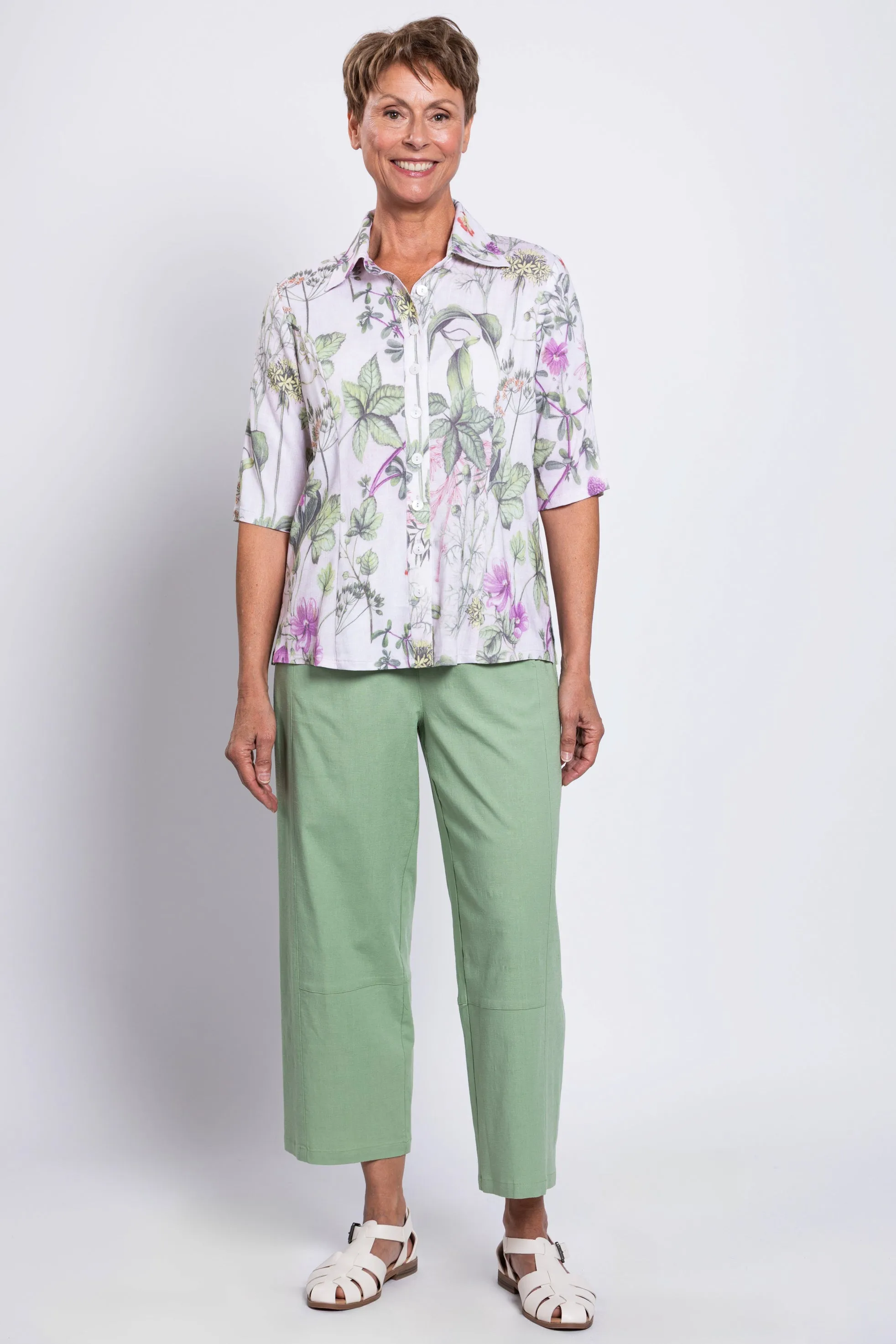 Lorine Blouse, Khaki Clover, Linen Bamboo sold by Blue Sky product image thumbnail 2