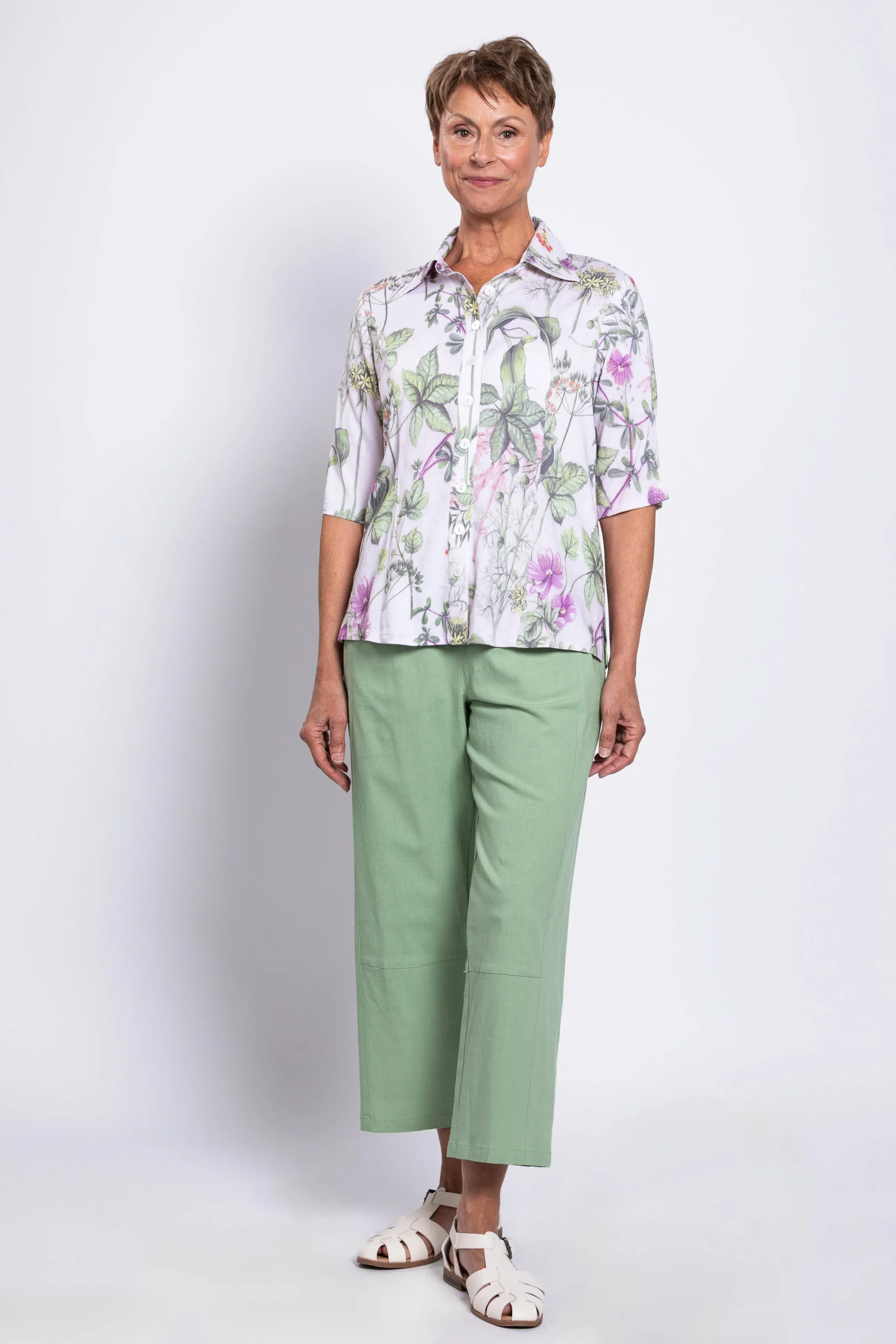 Lorine Blouse, Khaki Clover, Linen Bamboo sold by Blue Sky product image thumbnail 3