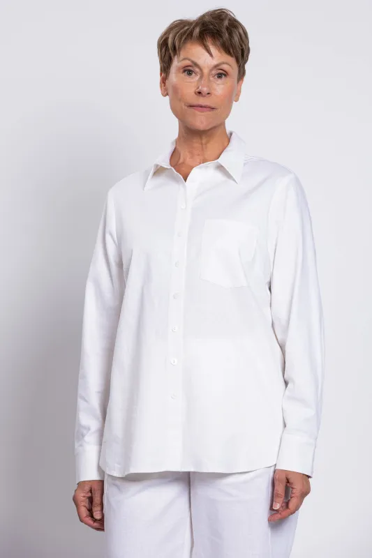 Charlie Blouse, White, Linen Viscose sold by Blue Sky