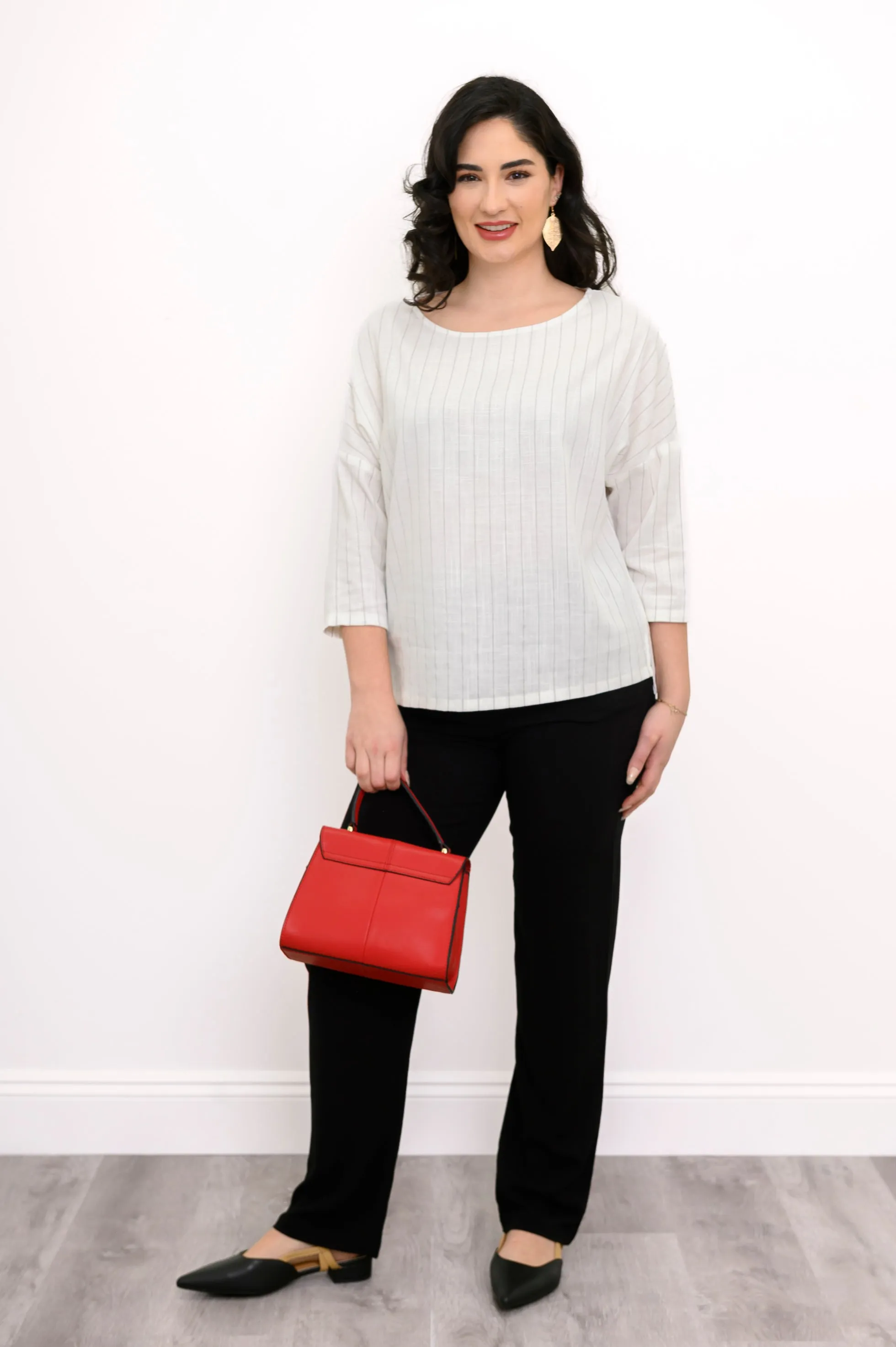 Grace Top, White Stripe, Linen Bamboo sold by Blue Sky product image thumbnail 3