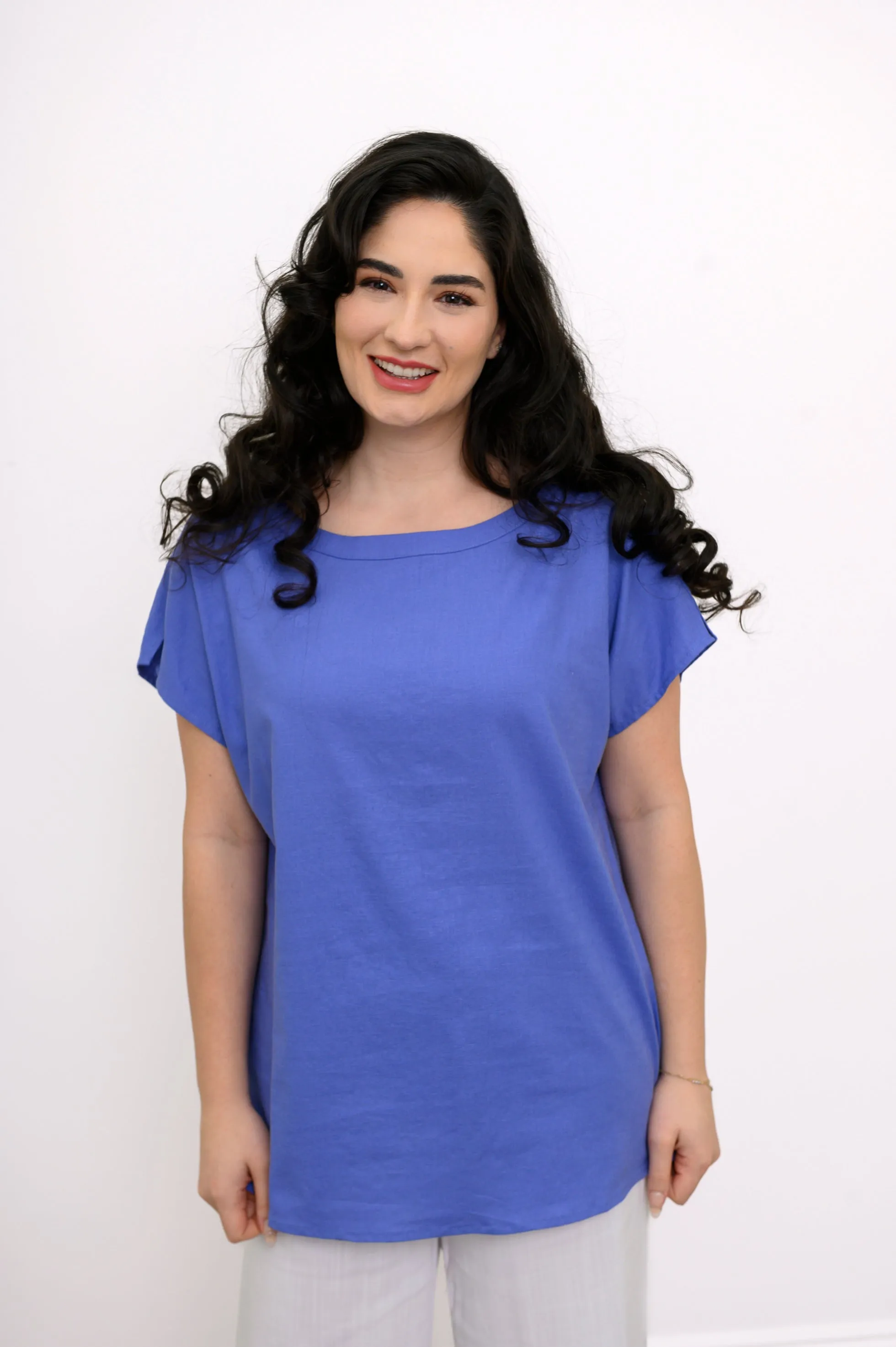 Aria Tee, Soft Violet, Linen Viscose sold by Blue Sky