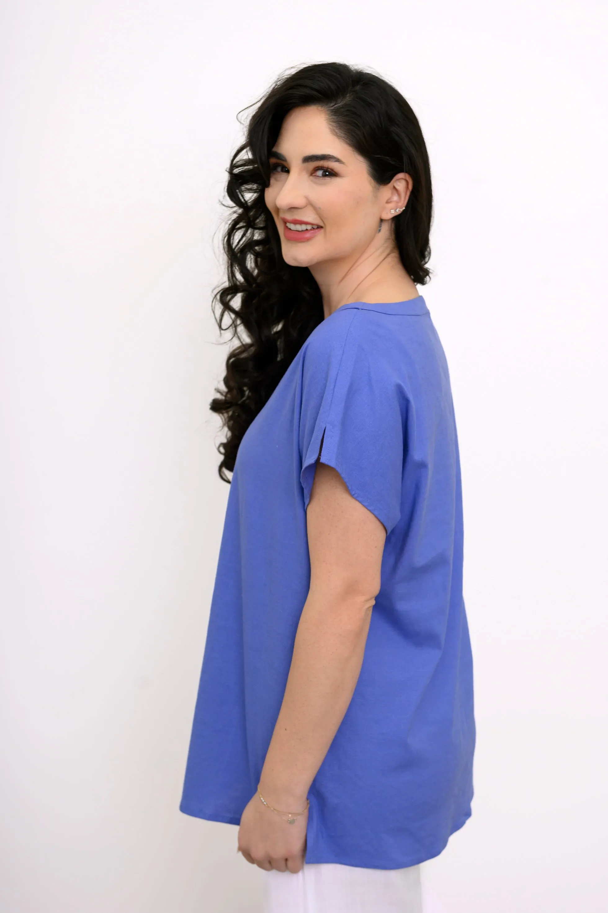 Aria Tee, Soft Violet, Linen Viscose sold by Blue Sky product image thumbnail 2