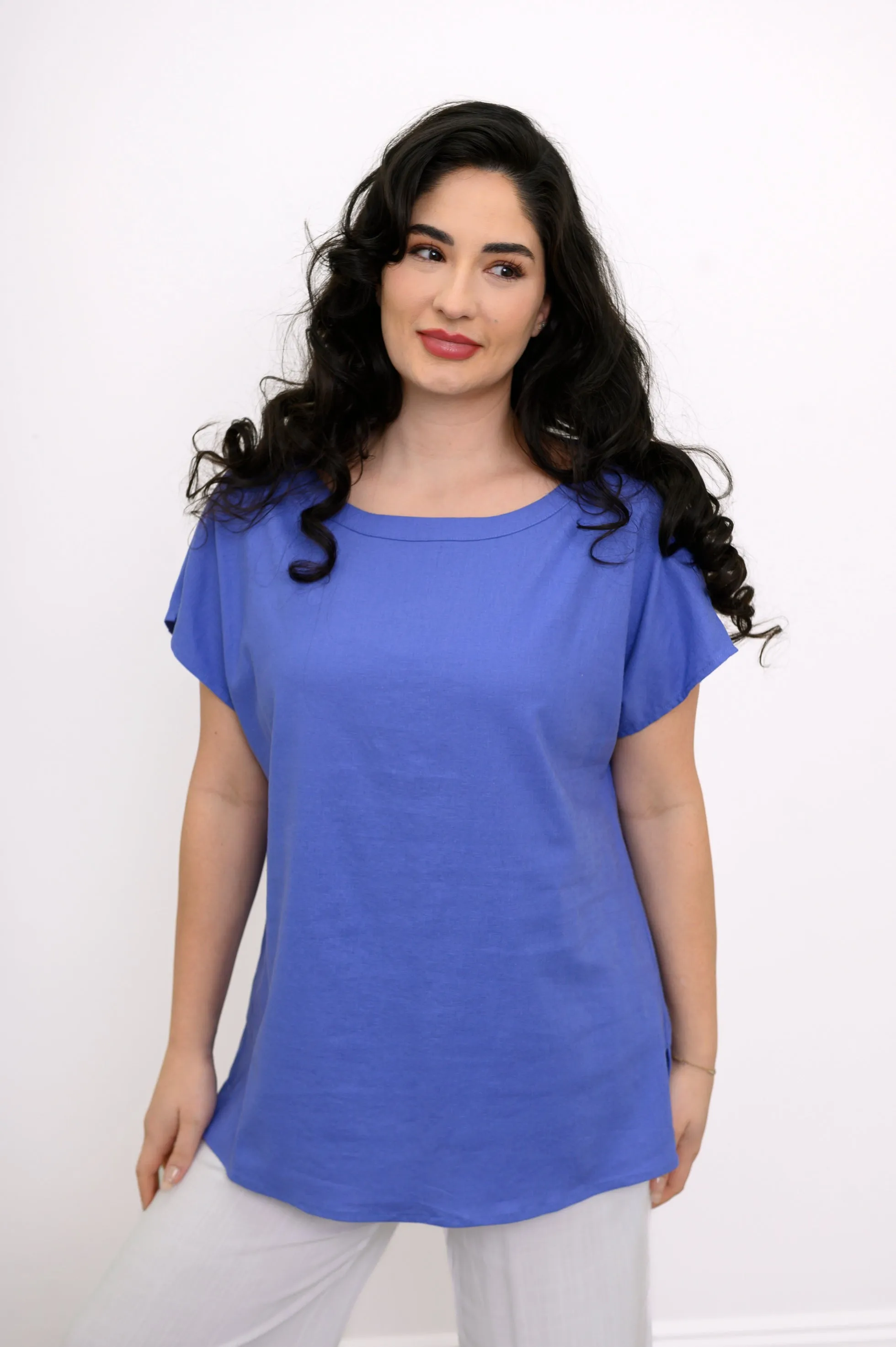Aria Tee, Soft Violet, Linen Viscose sold by Blue Sky product image thumbnail 3