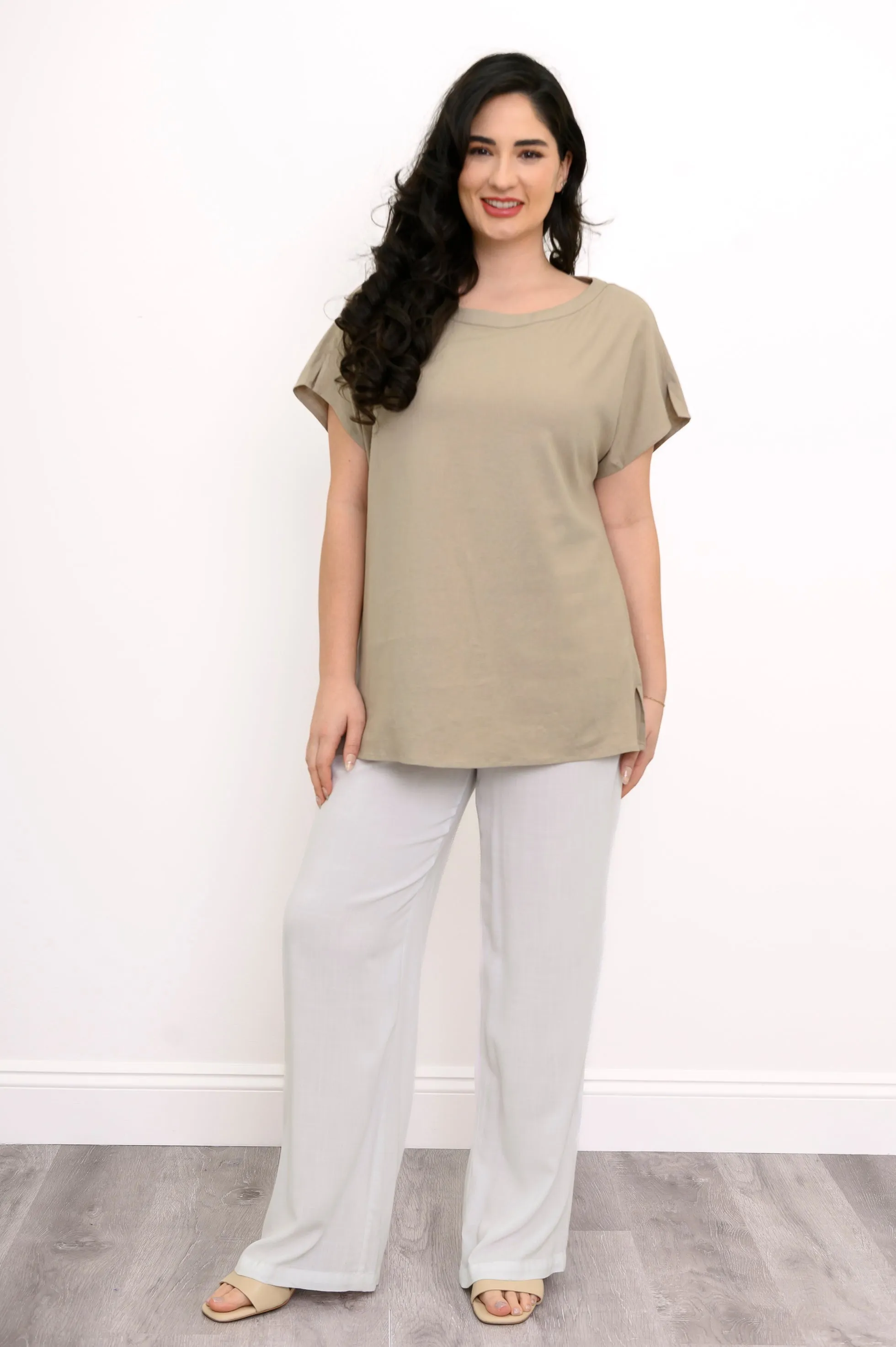 Aria Tee, Sand, Linen Viscose sold by Blue Sky product image thumbnail 3