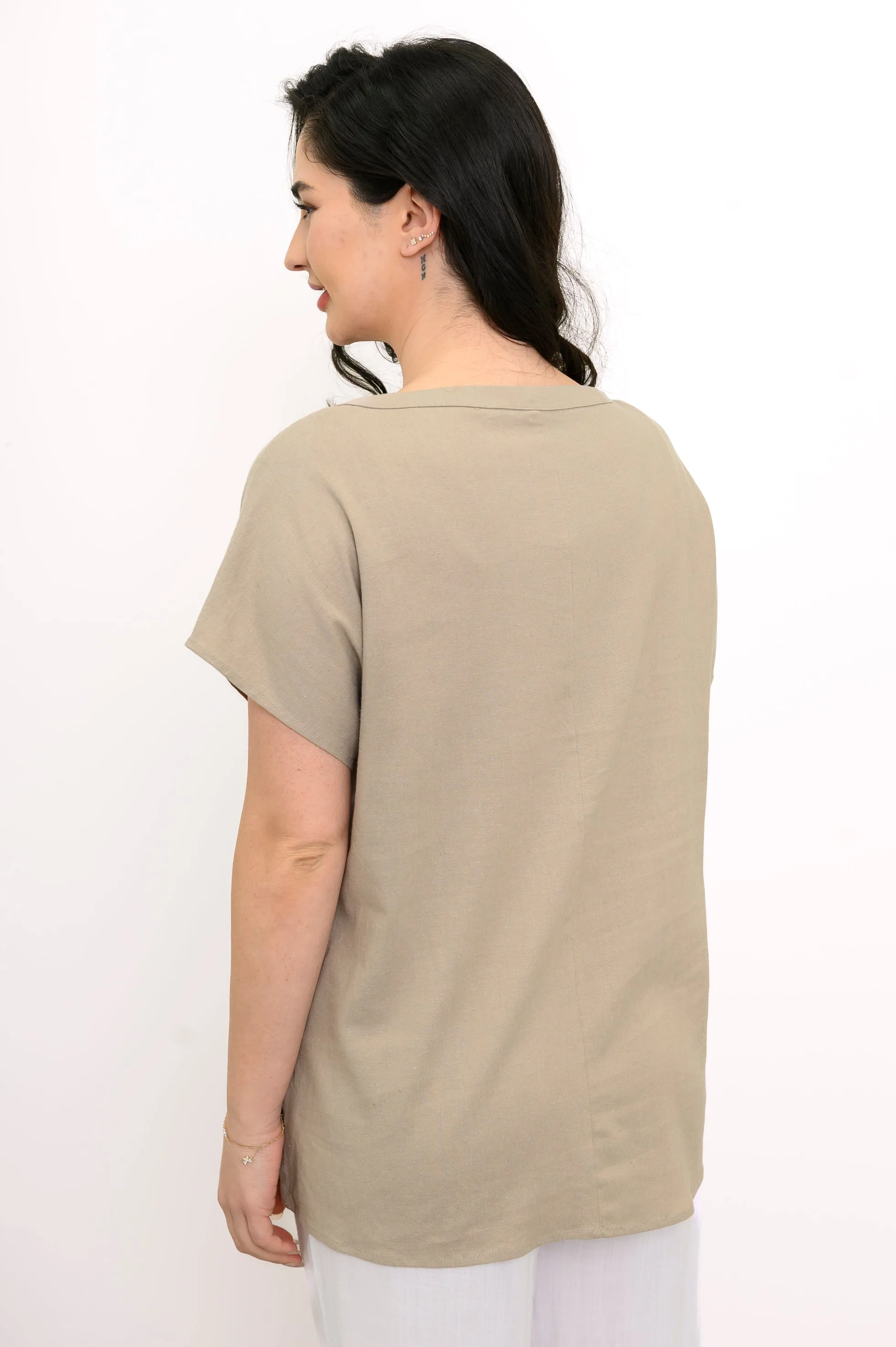 Aria Tee, Sand, Linen Viscose sold by Blue Sky product image thumbnail 5