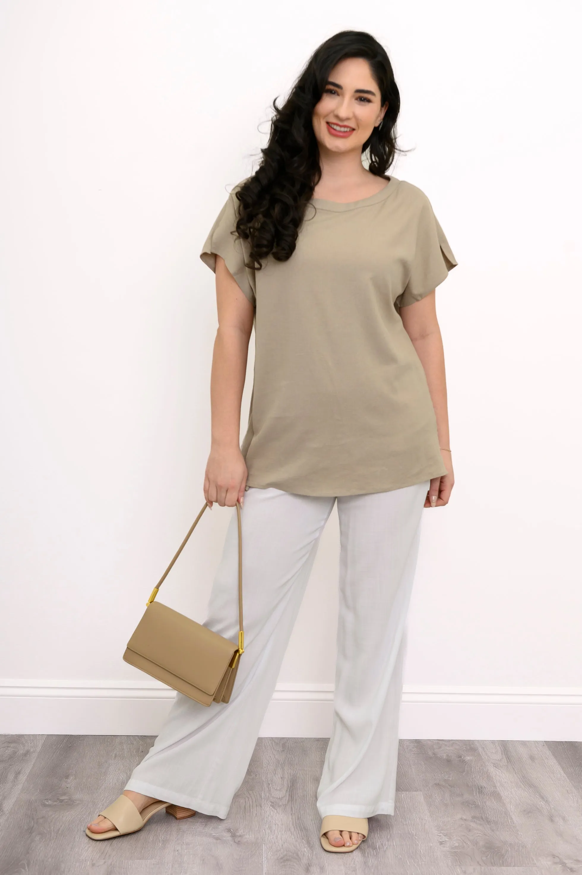Aria Tee, Sand, Linen Viscose sold by Blue Sky product image thumbnail 2