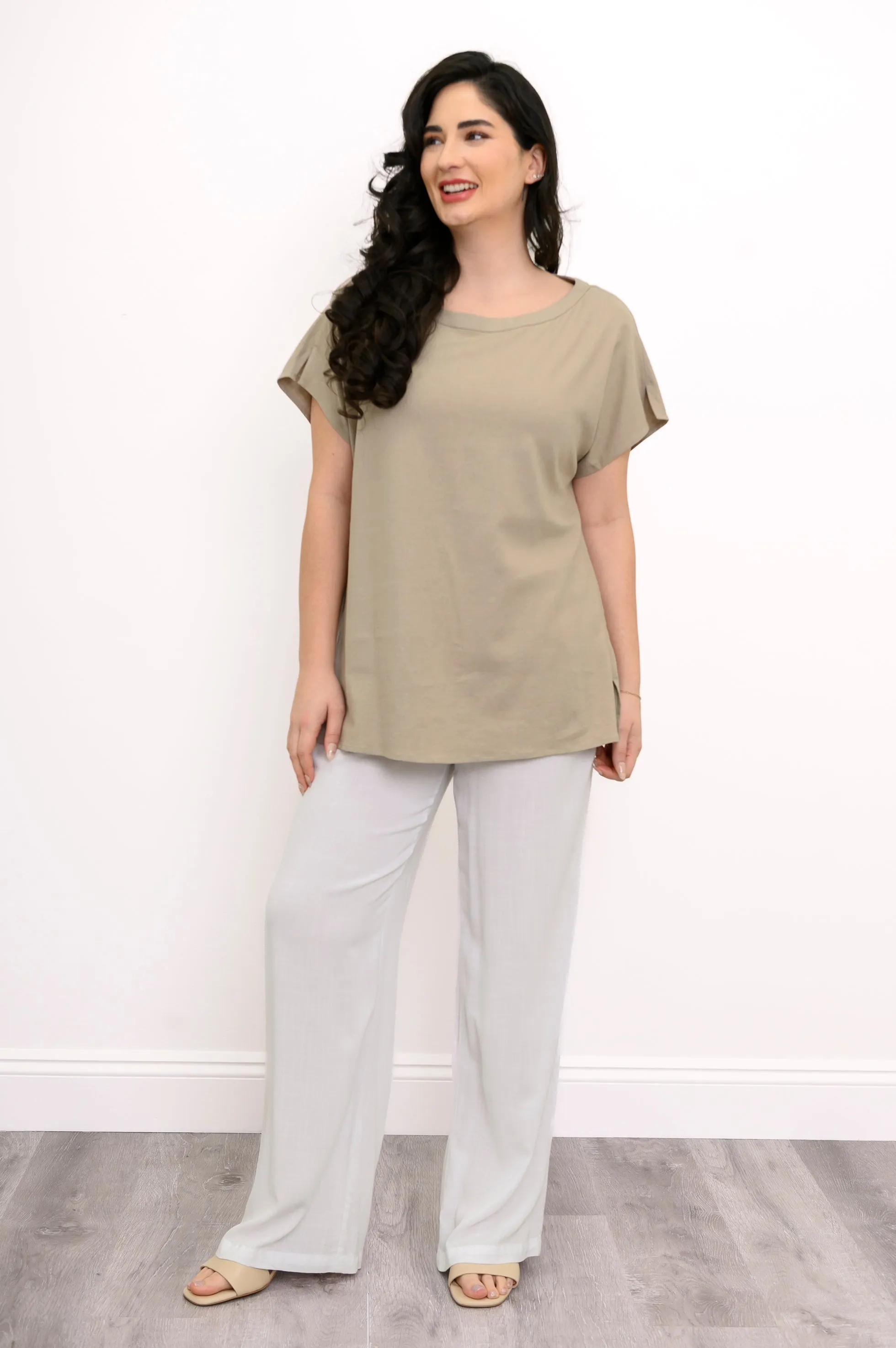 Aria Tee, Sand, Linen Viscose sold by Blue Sky product image thumbnail 4