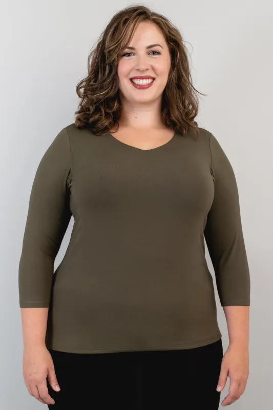 Mia Top, Khaki, Bamboo - Final Sale made by Blue Sky