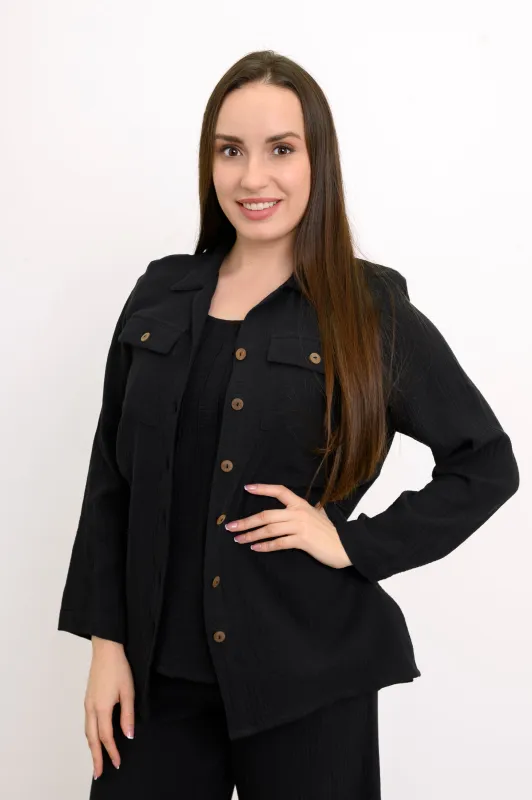 Temple Blouse, Black made by Blue Sky