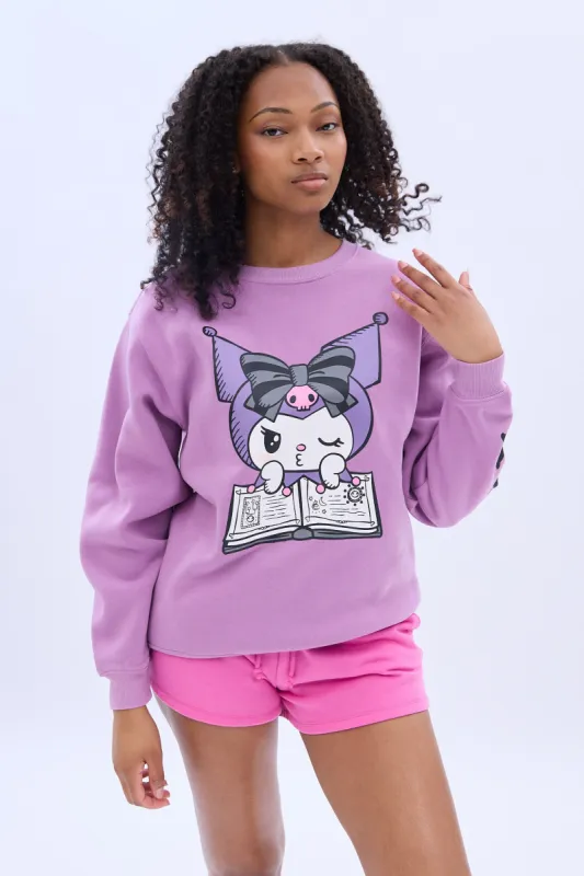Kuromi Wink Graphic Crew Neck Sweatshirt sold by Bluenotes