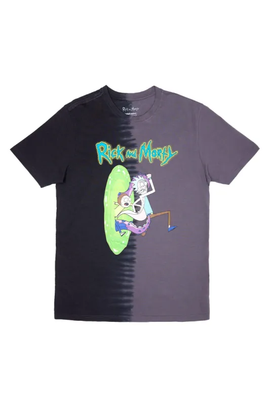 Rick And Morty Portal Graphic Split Tie Dye Tee sold by Bluenotes