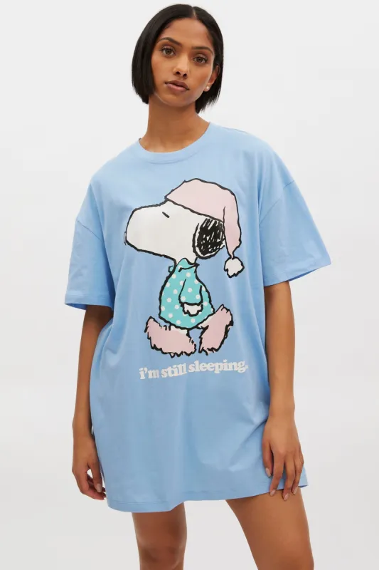 Peanuts Snoopy I'm Still Sleeping Graphic Oversized Sleep Shirt made by Bluenotes