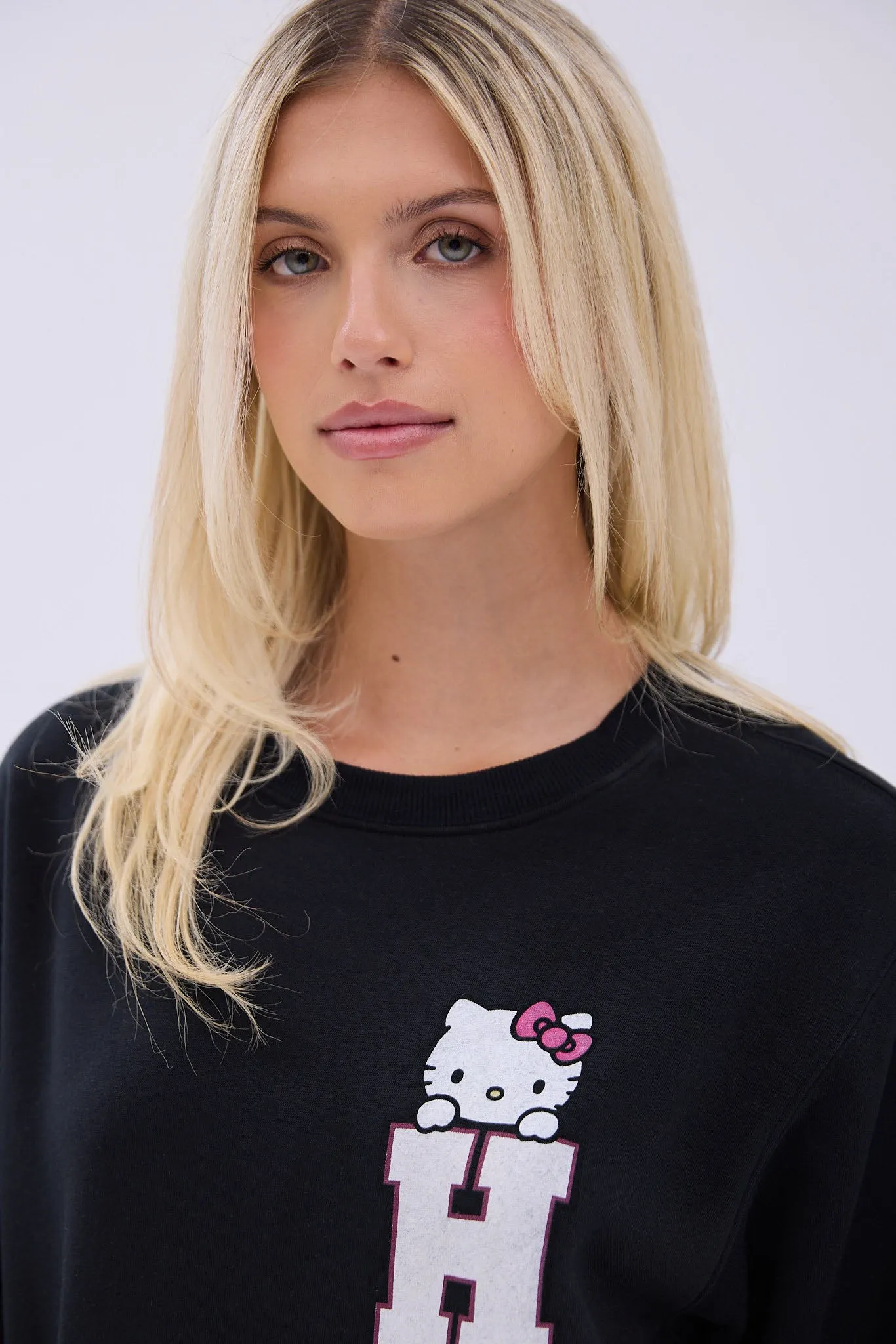 Hello Kitty H Graphic Crew Neck Relaxed Sweatshirt sold by Bluenotes product image thumbnail 2