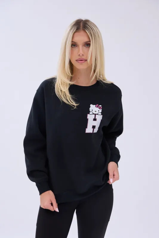 Hello Kitty H Graphic Crew Neck Relaxed Sweatshirt sold by Bluenotes