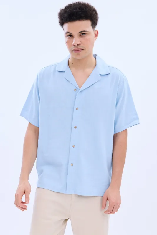 Linen-Blend Short Sleeve Button-Up Shirt sold by Bluenotes
