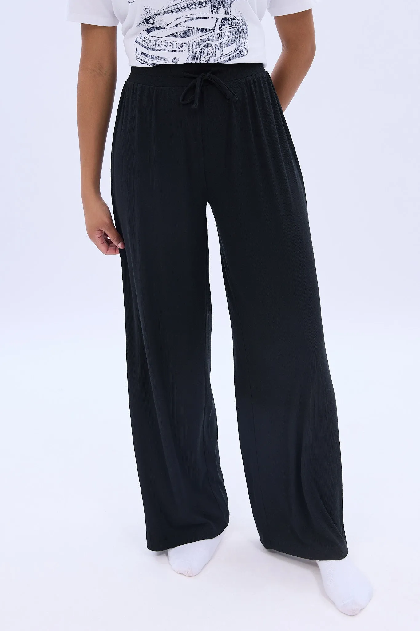 Mid Rise Super Soft Ribbed Wide Leg Pajama Pant sold by Bluenotes product image thumbnail 2