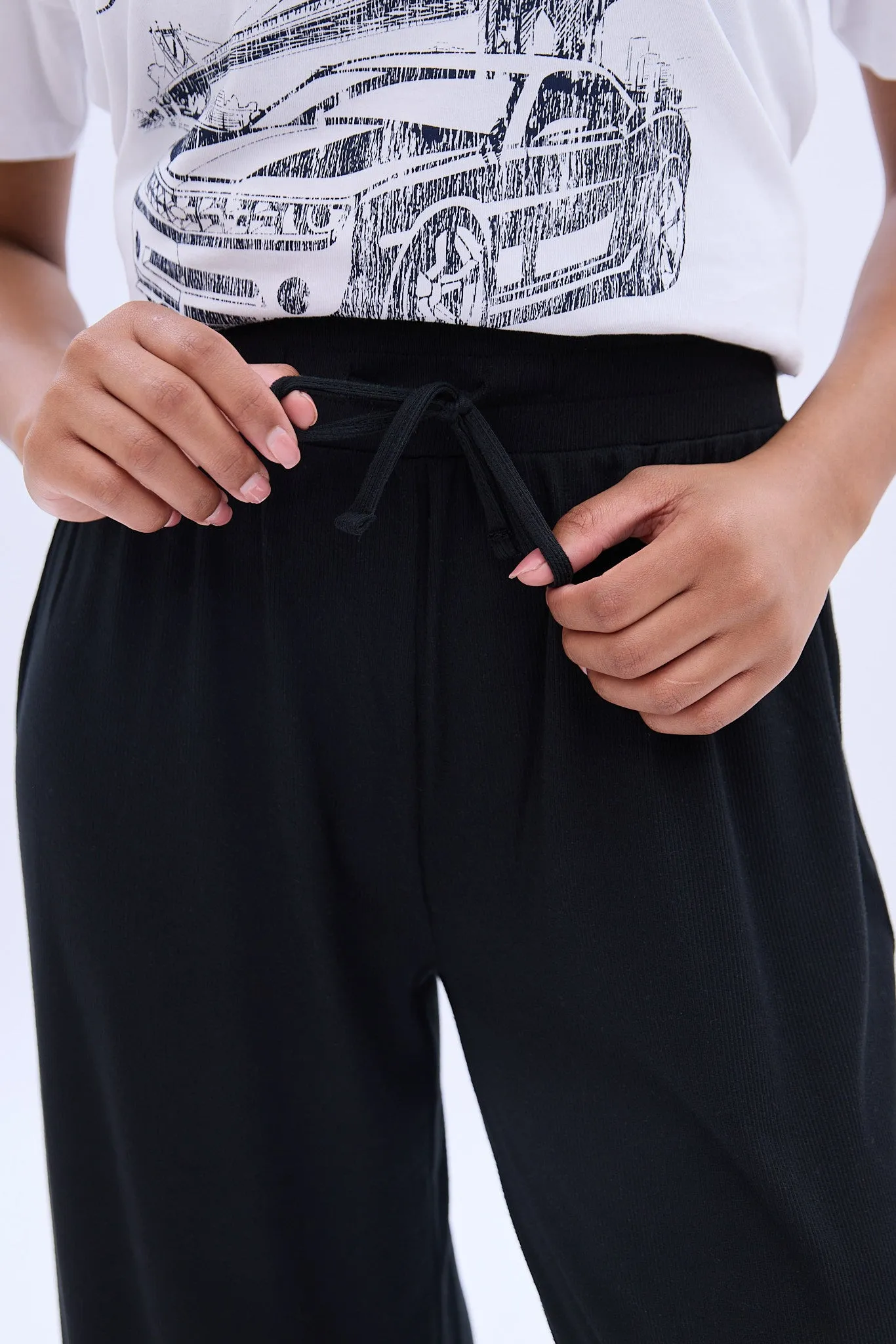 Mid Rise Super Soft Ribbed Wide Leg Pajama Pant sold by Bluenotes product image thumbnail 4