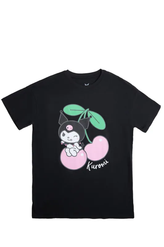 Kuromi Cherry Graphic Relaxed Tee sold by Bluenotes
