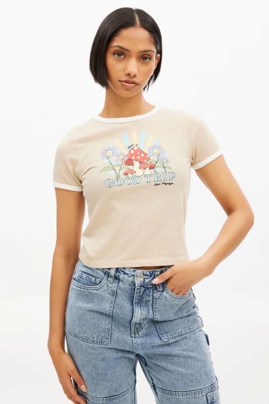 Good Trip Graphic Fitted Ringer Tee sold by Bluenotes