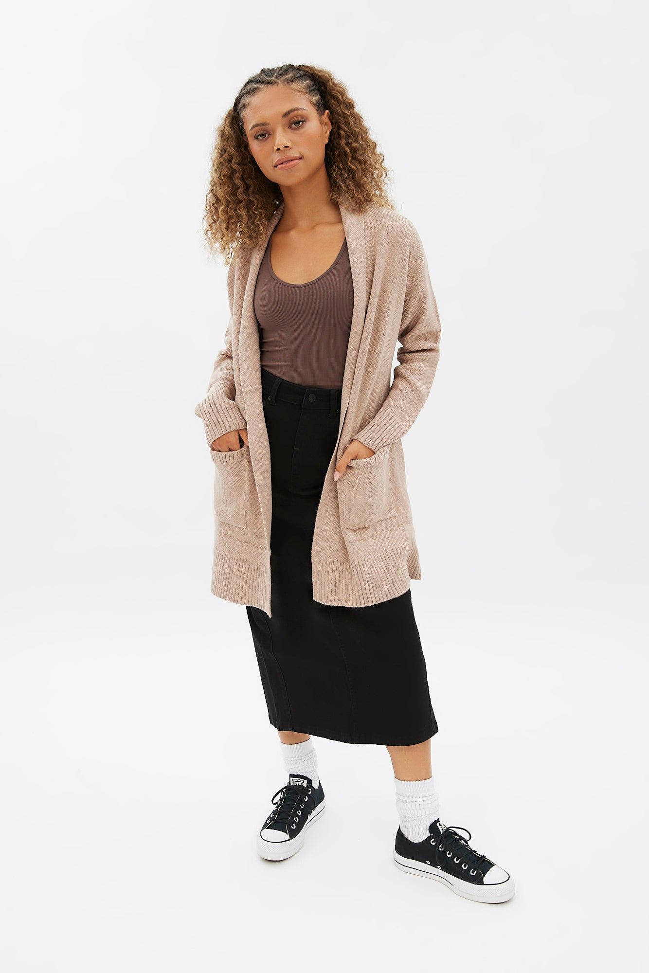 Open Front Midi Shawl Collar Cardigan With Pockets sold by Bluenotes product image thumbnail 7