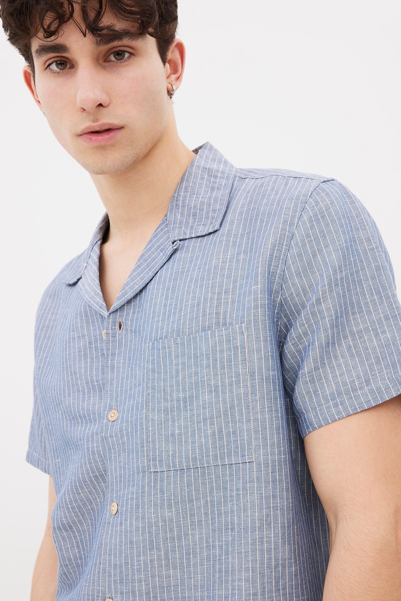 Linen Striped Short Sleeve Shirt sold by Bluenotes product image thumbnail 2