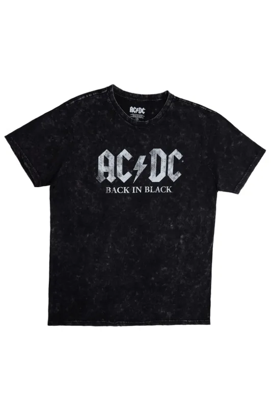 AC/DC Back In Black Graphic Acid Wash Tee sold by Bluenotes