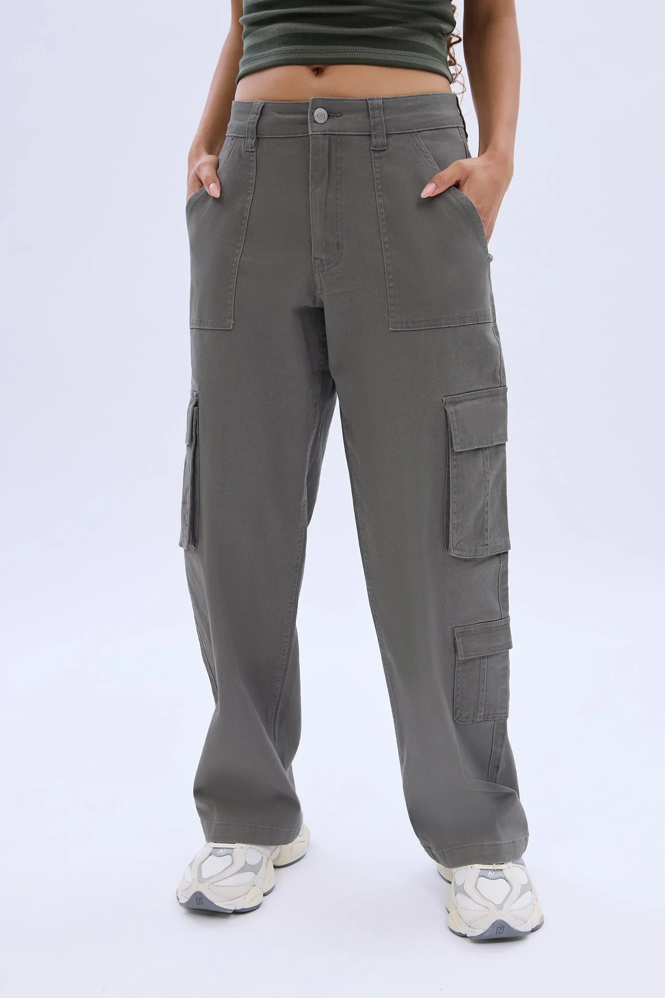 Super High Rise Twill Baggy Cargo Pants sold by Bluenotes