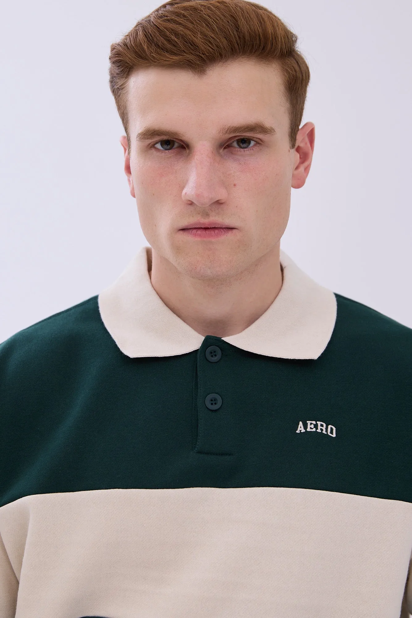 AERO Embroidered Colour Block Long Sleeve Polo sold by Bluenotes product image thumbnail 2