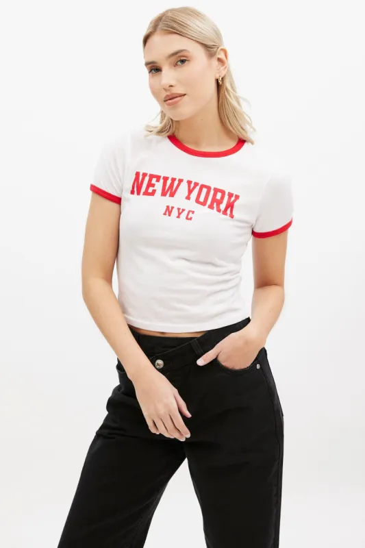 New York Graphic Fitted Ringer Tee sold by Bluenotes