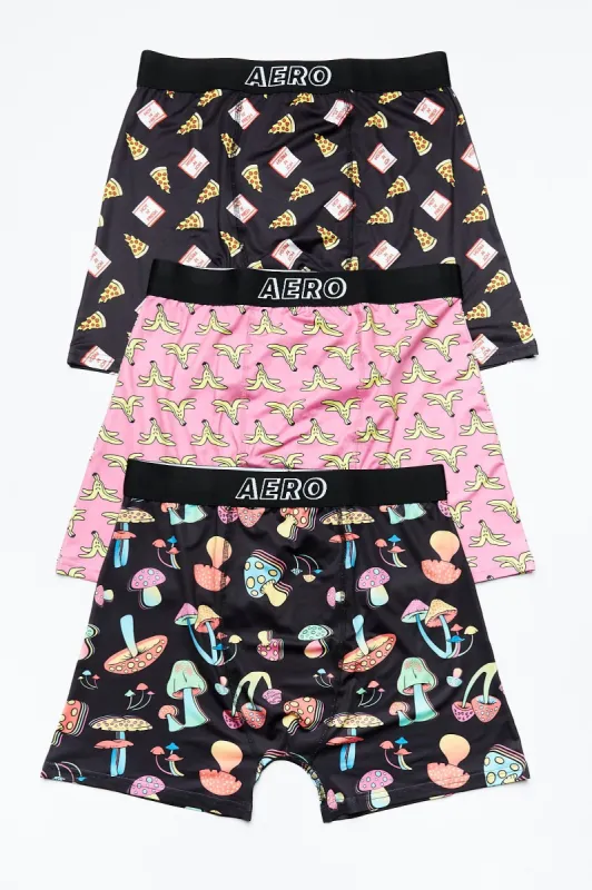 Banana Mushroom And Pizza Printed Boxer Briefs 3-Pack sold by Bluenotes