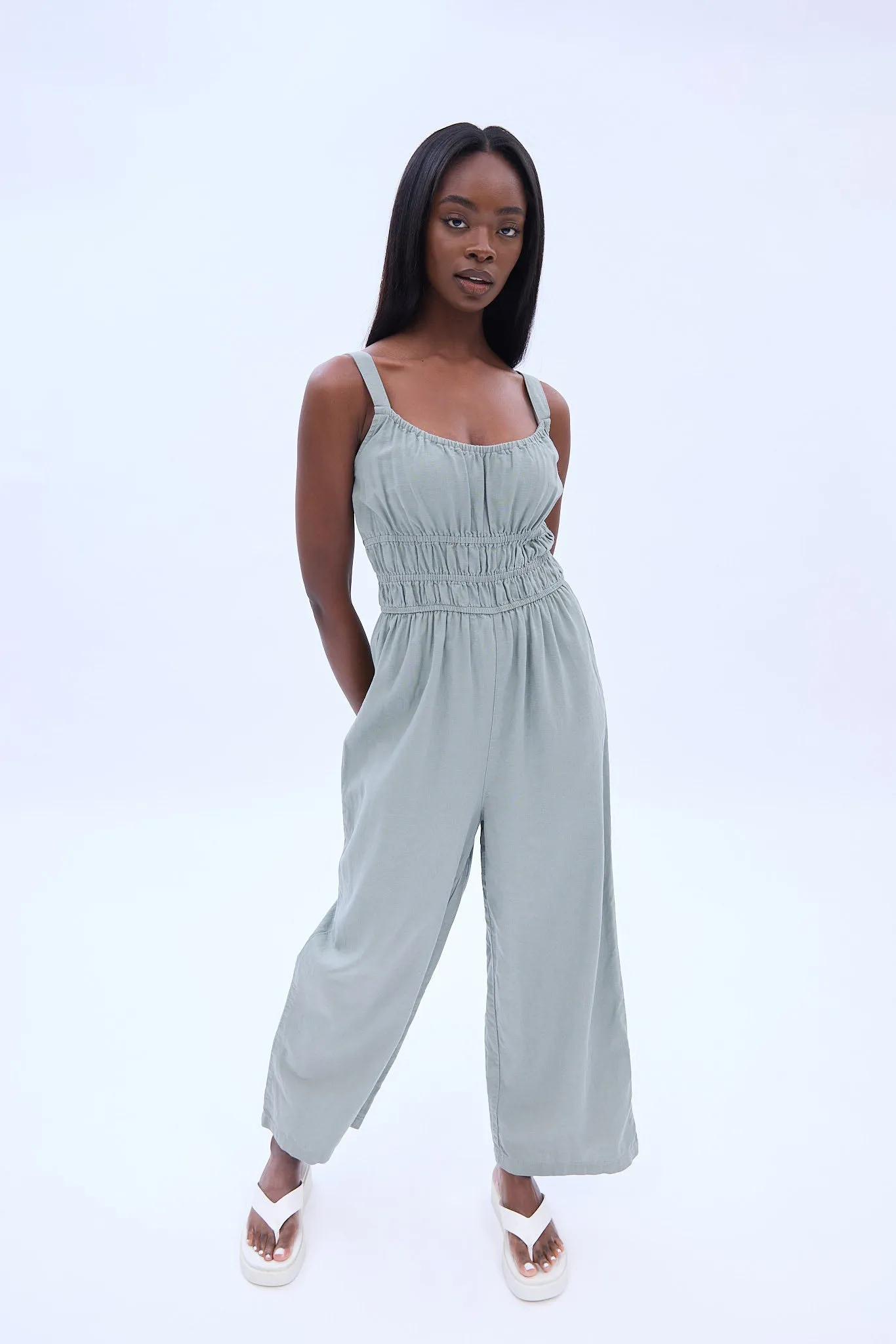 Linen-Blend Wide Leg Jumpsuit sold by Bluenotes product image thumbnail 5