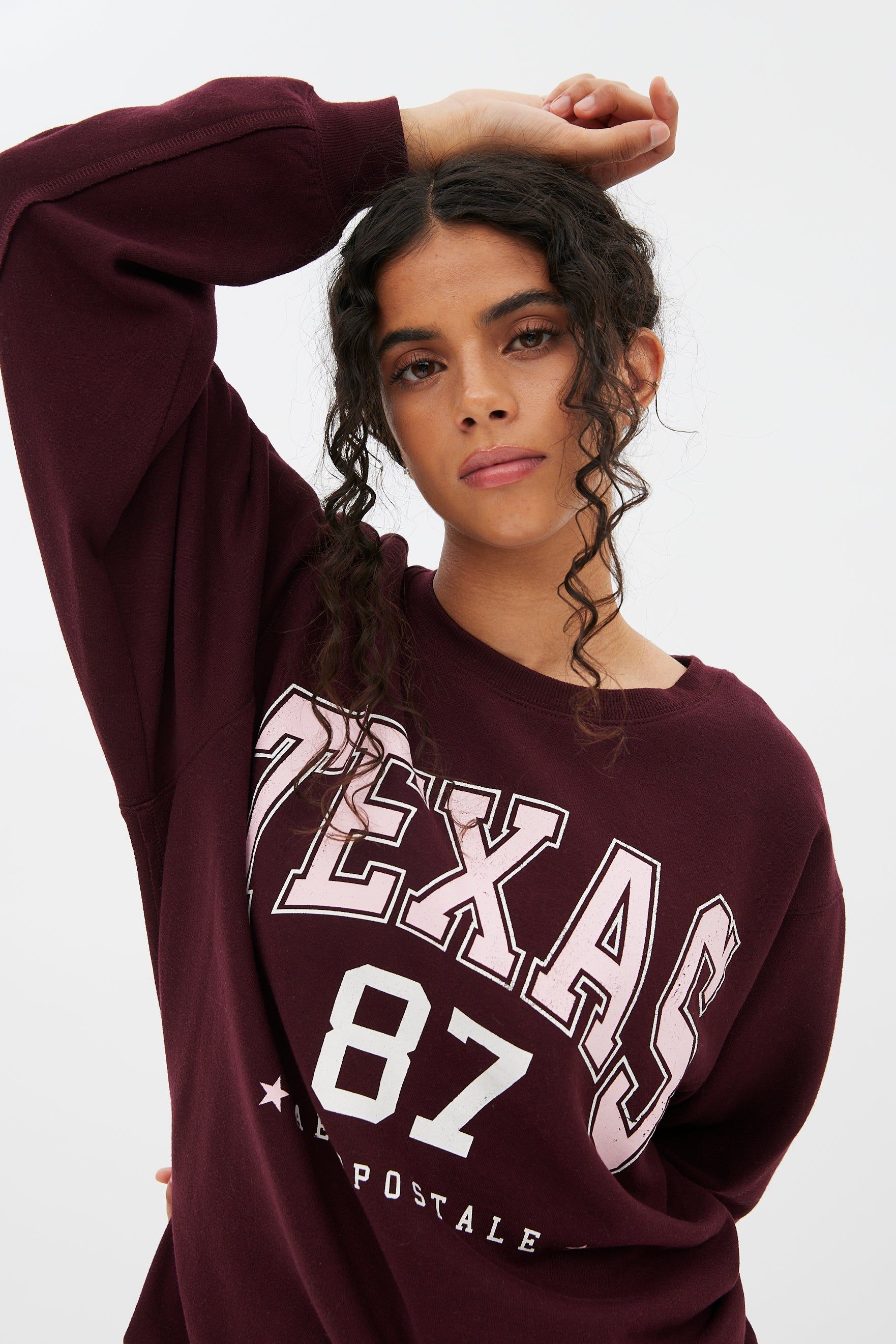 Texas 87 Graphic Crew Neck Boyfriend Pullover Sweatshirt sold by Bluenotes product image thumbnail 3