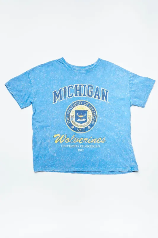 Michigan Wolverines Graphic Acid Wash Boyfriend Tee sold by Bluenotes