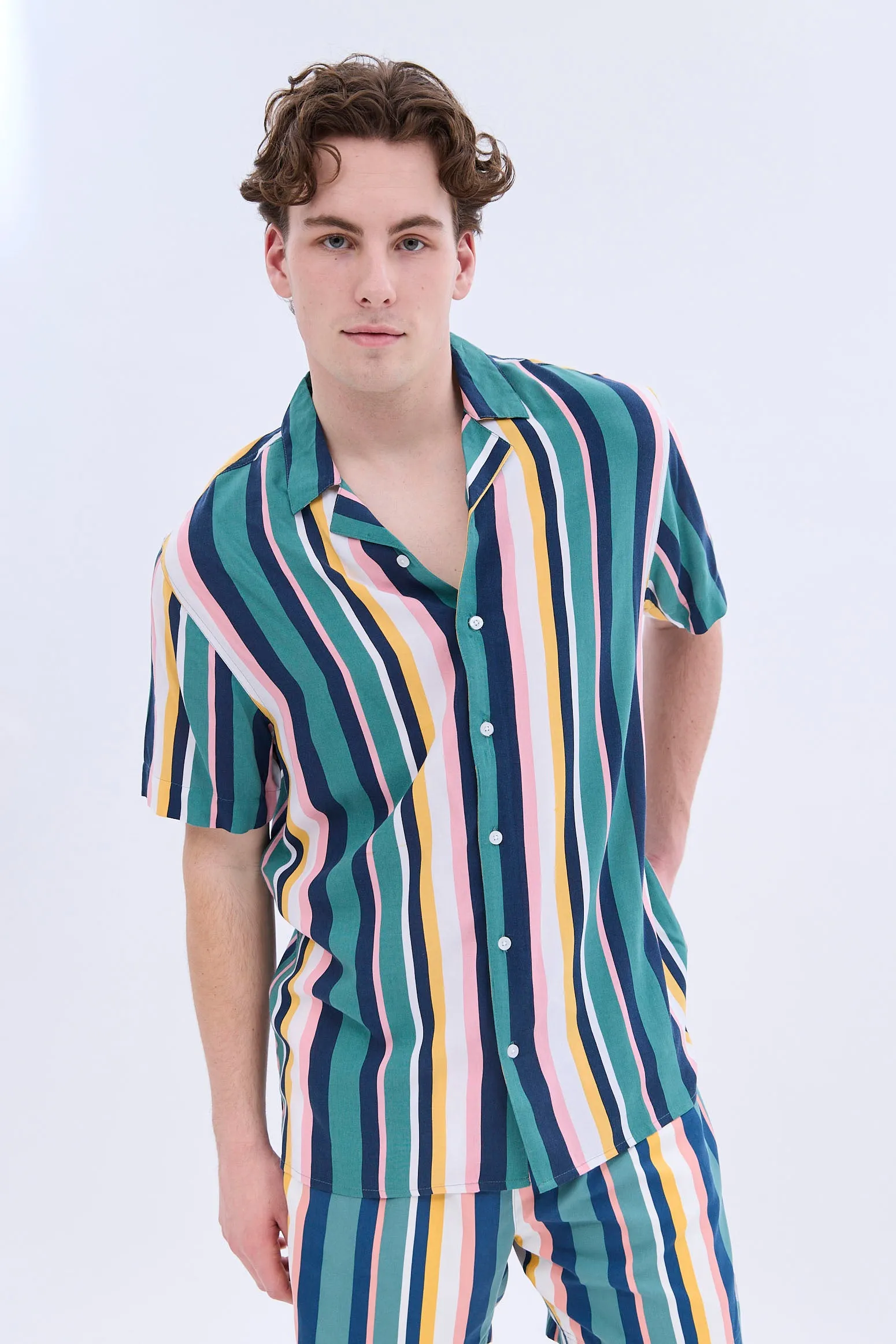 Striped Print Short Sleeve Resort Shirt sold by Bluenotes