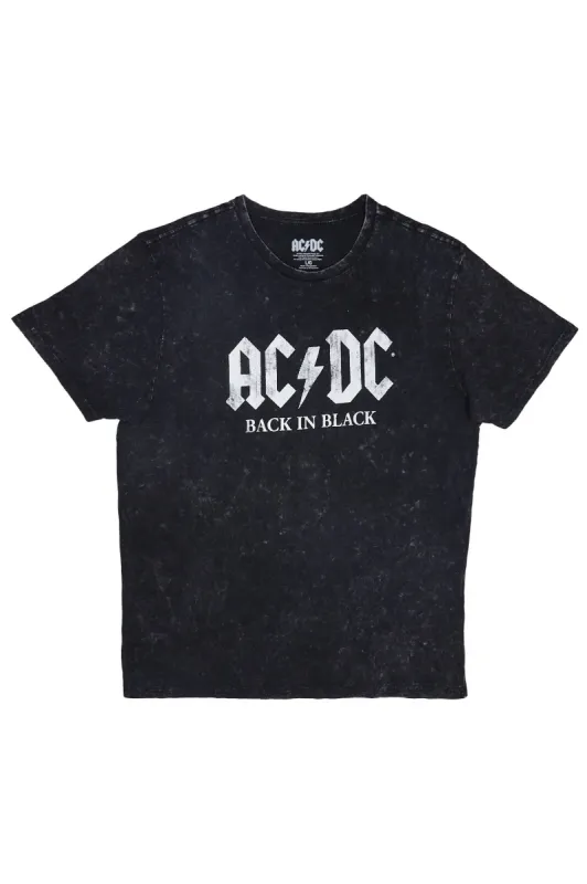 AC/DC Back In Black Graphic Acid Wash Tee sold by Bluenotes