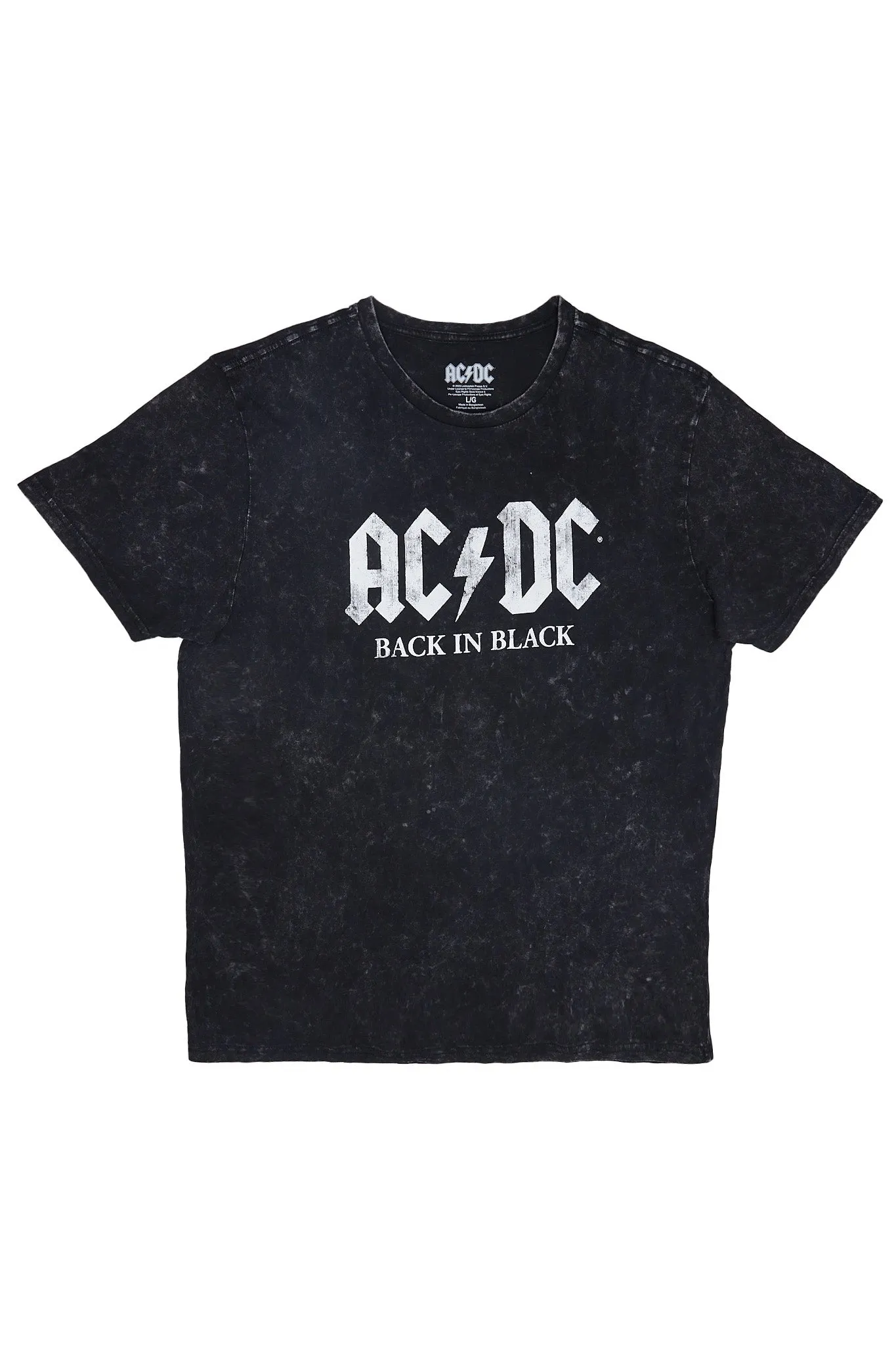 AC/DC Back In Black Graphic Acid Wash Tee sold by Bluenotes