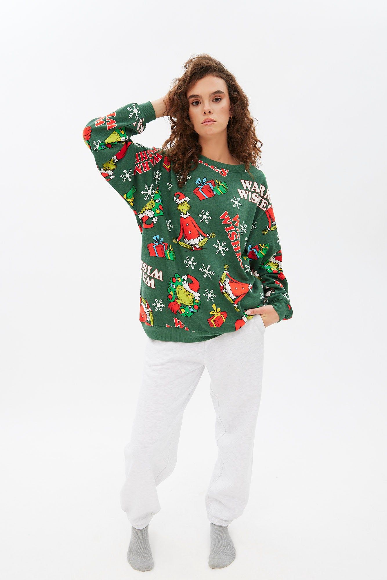 The Grinch Warm Wishes Graphic Oversized Pullover Sweatshirt sold by Bluenotes product image thumbnail 2