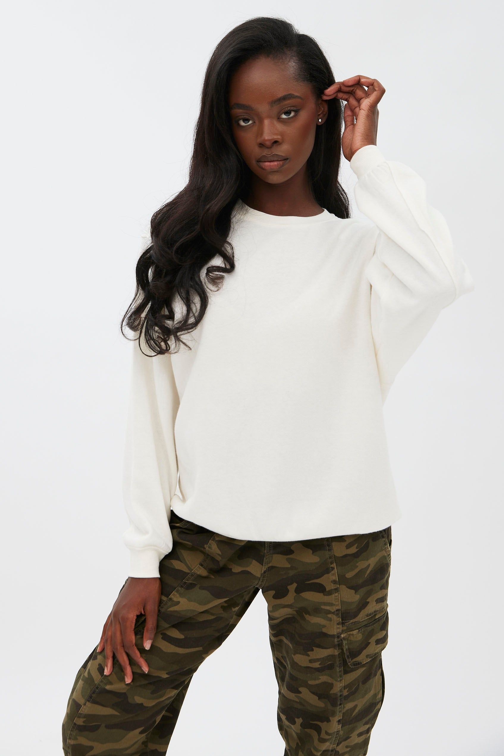 Crew Neck Oversized Pullover Sweatshirt sold by Bluenotes