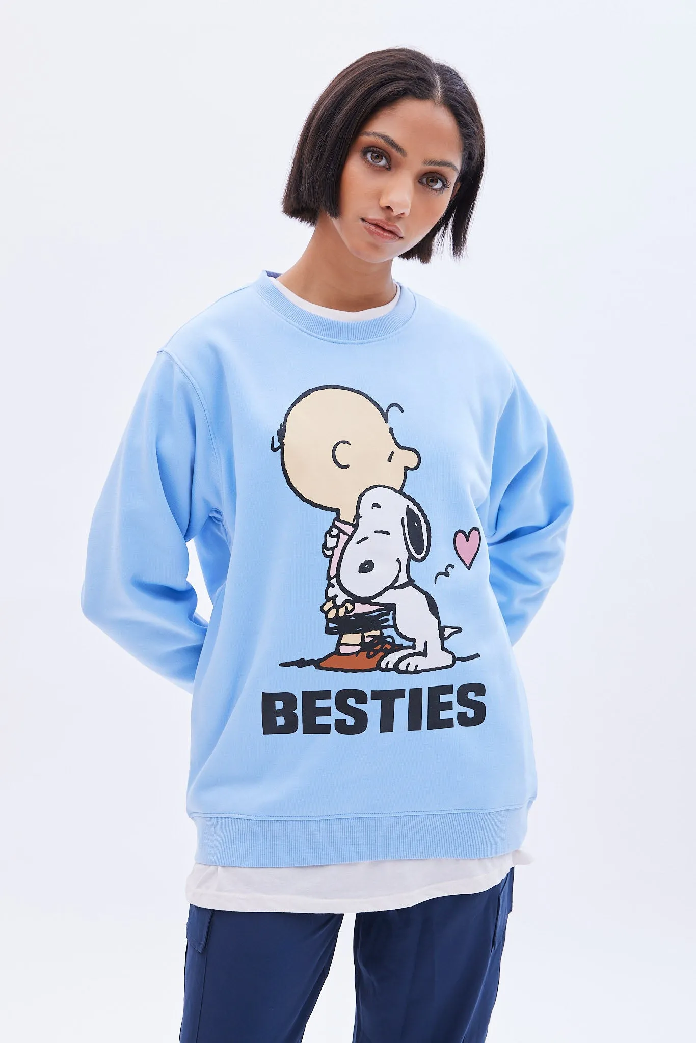 Peanuts Snoopy Besties Graphic Crew Neck Oversized Sweatshirt sold by Bluenotes