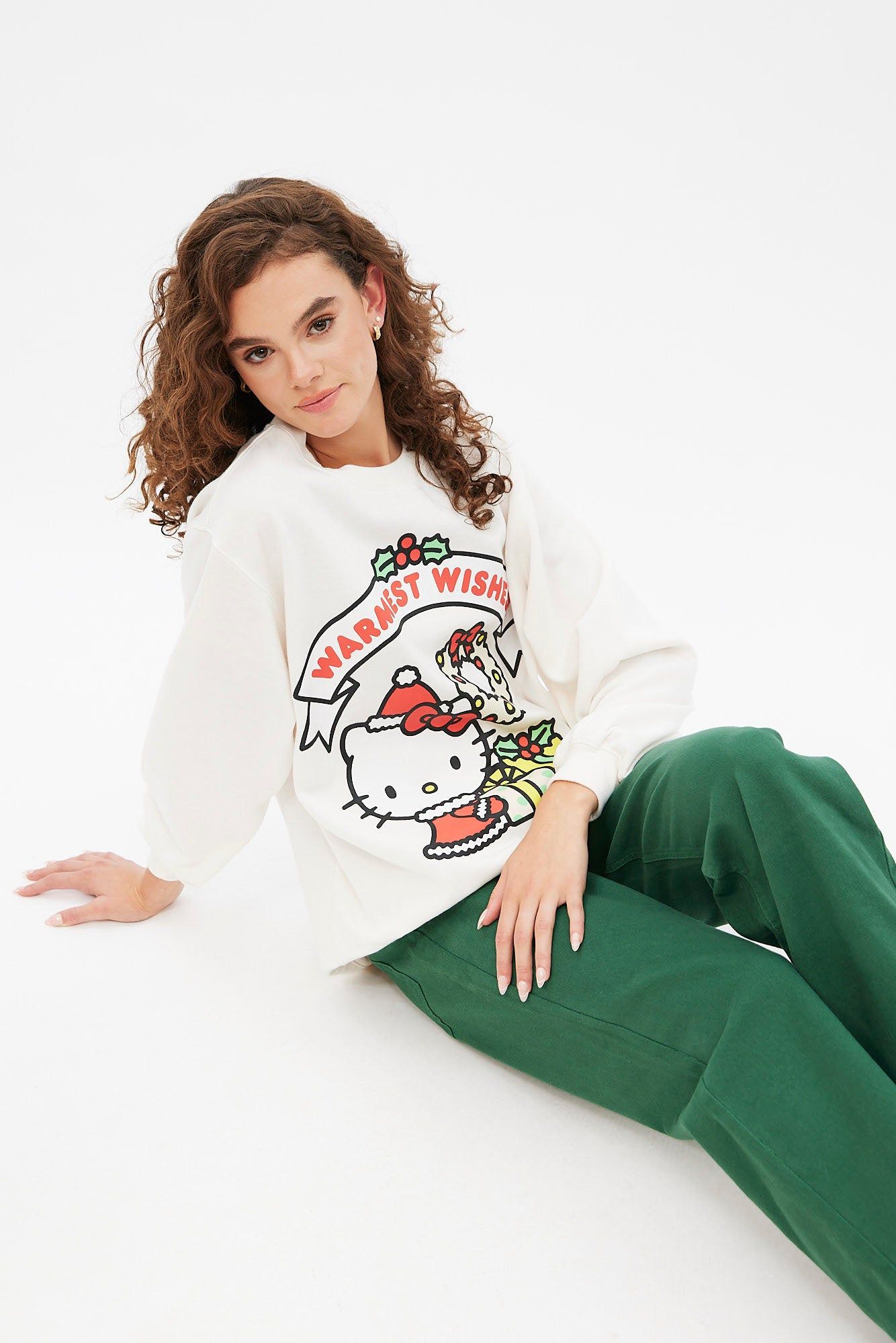 Hello Kitty Warmest Wishes Graphic Oversized Pullover Sweatshirt sold by Bluenotes product image thumbnail 2