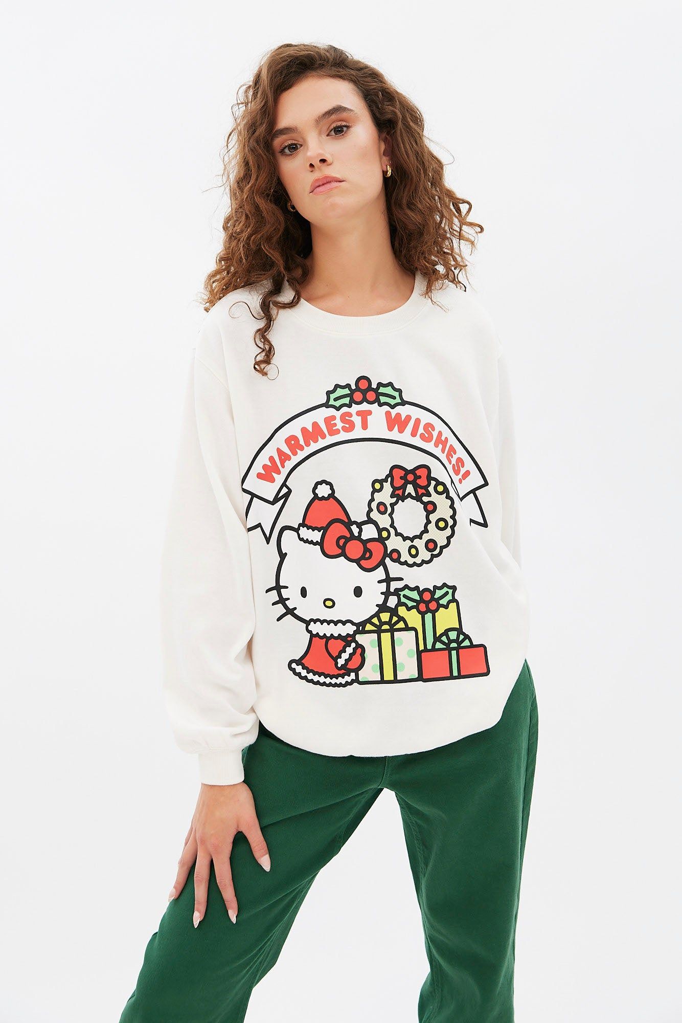 Hello Kitty Warmest Wishes Graphic Oversized Pullover Sweatshirt sold by Bluenotes