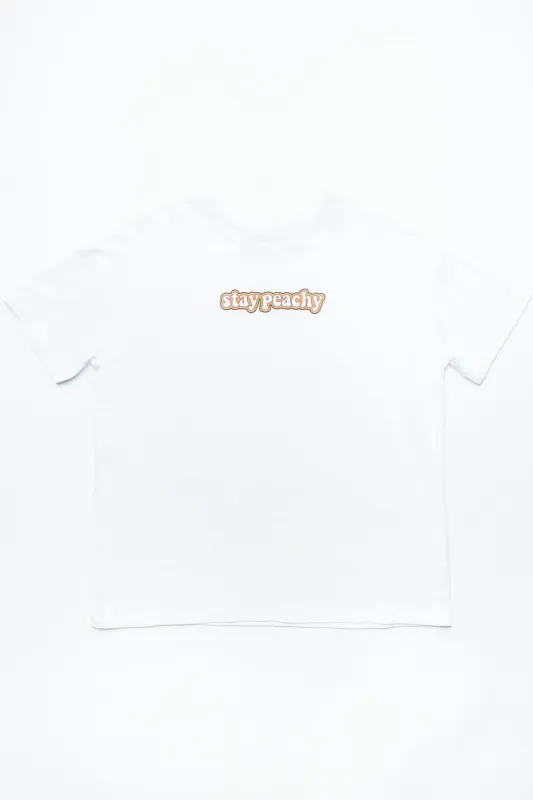 Stay Peachy Graphic Boyfriend Tee sold by Bluenotes