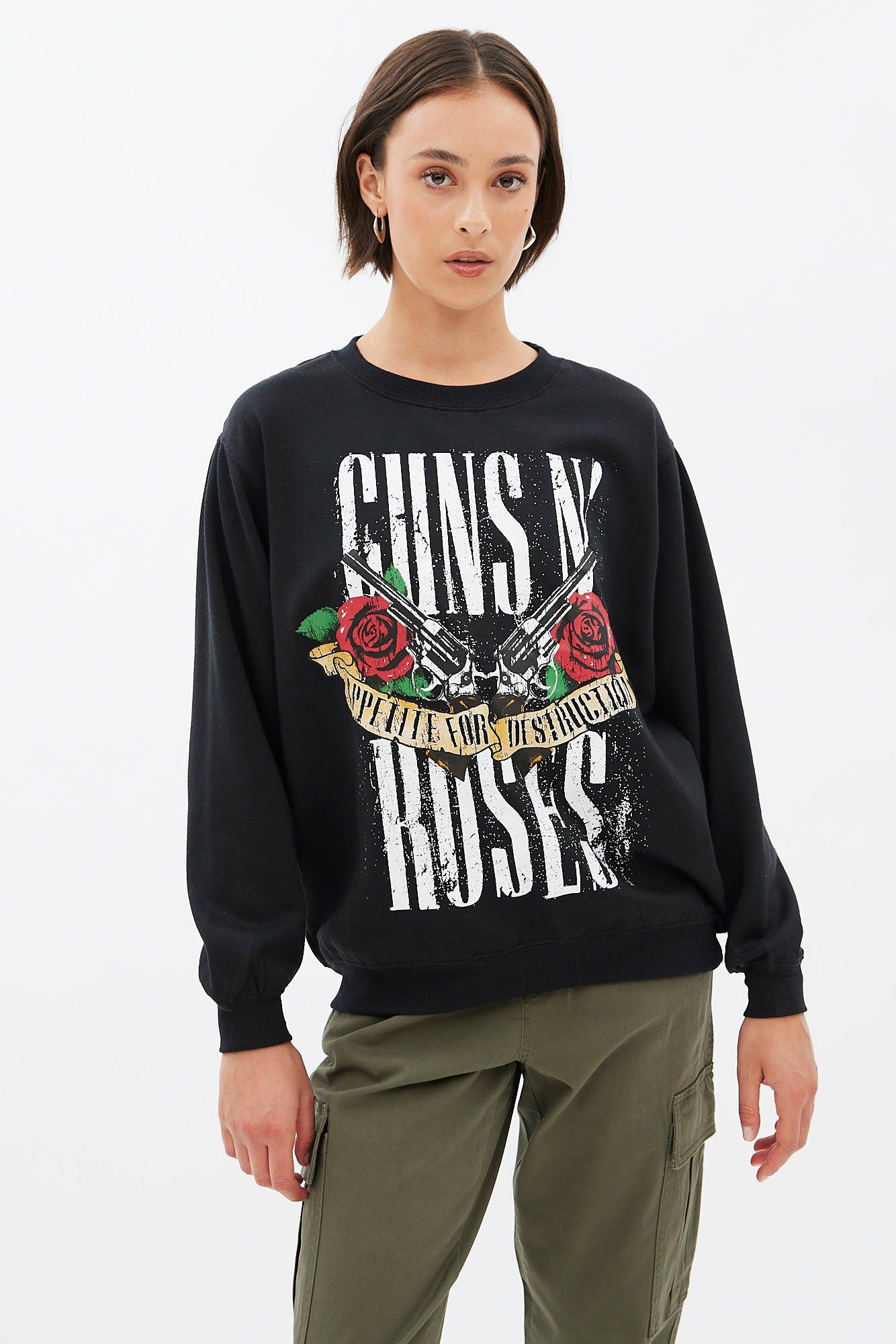 Guns N' Roses Graphic Oversized Crew Neck Sweatshirt sold by Bluenotes