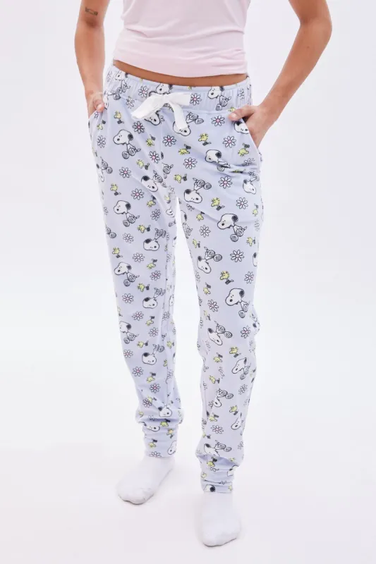 Peanuts Snoopy Flower Printed Velour Pajama Jogger sold by Bluenotes